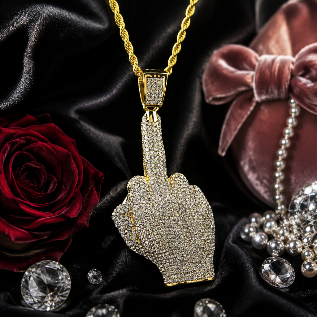 Middle Finger Sparkle Necklace
