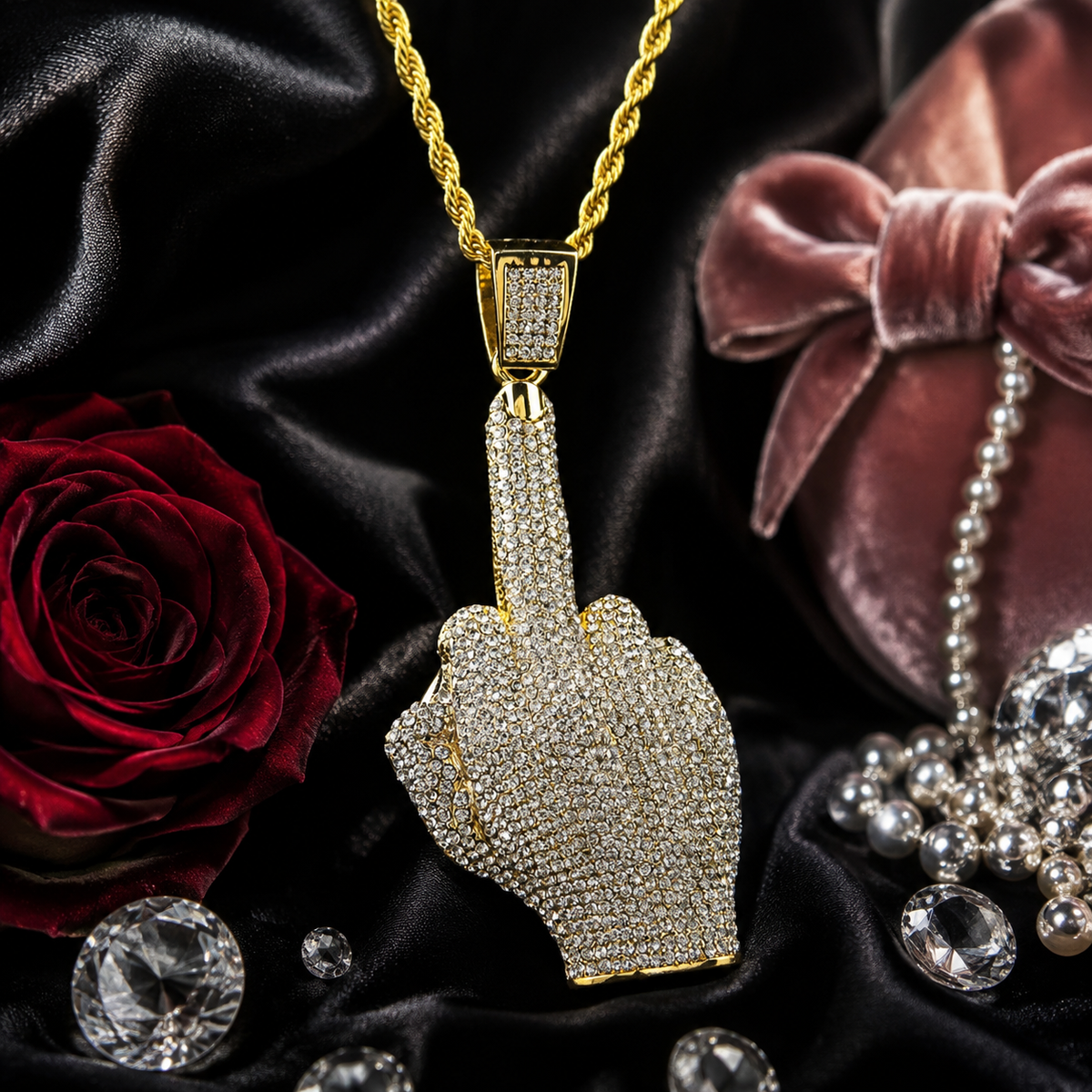 Middle Finger Sparkle Necklace