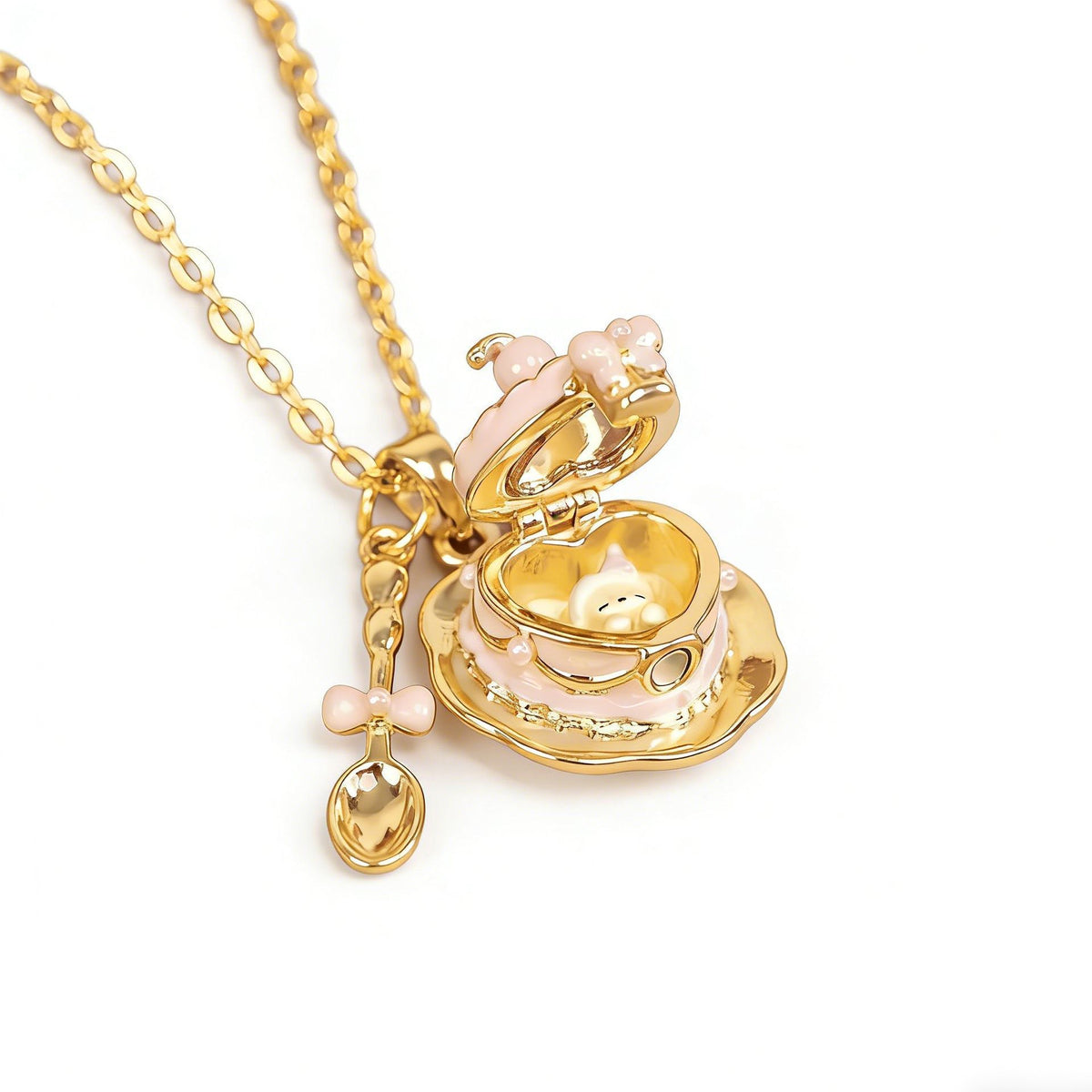 Powder Your Nose Teacup Stash Necklace