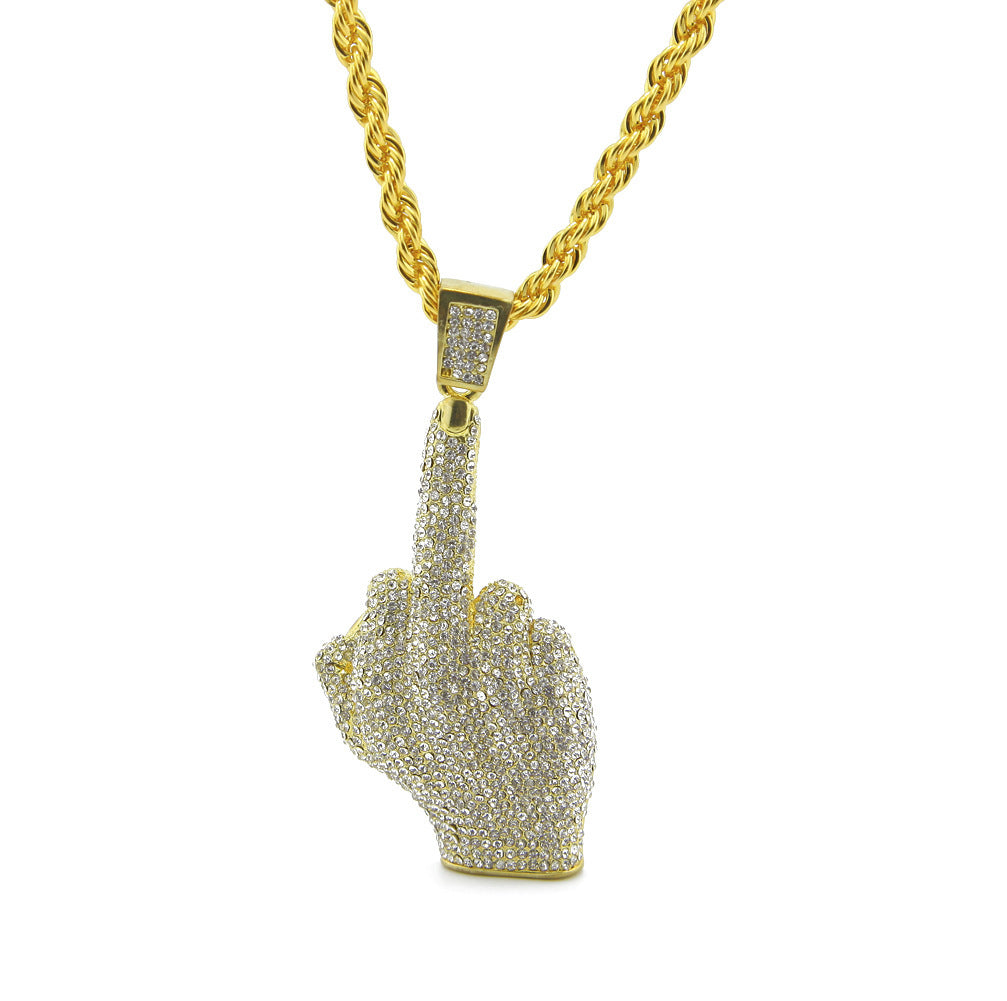 Middle Finger Sparkle Necklace